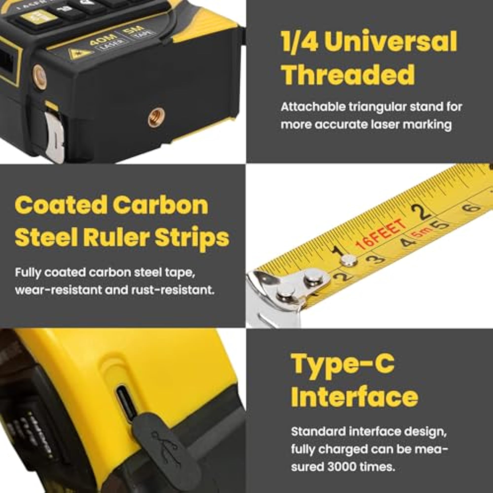 4-in-1 Laser Tape Measure with Crosshairs